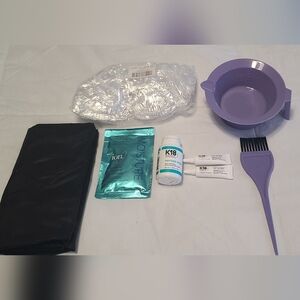 At home hair dye kit with k18 shampoo and treatment